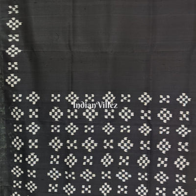 Black Odisha Ikat Pasapali Contemporary Silk Saree