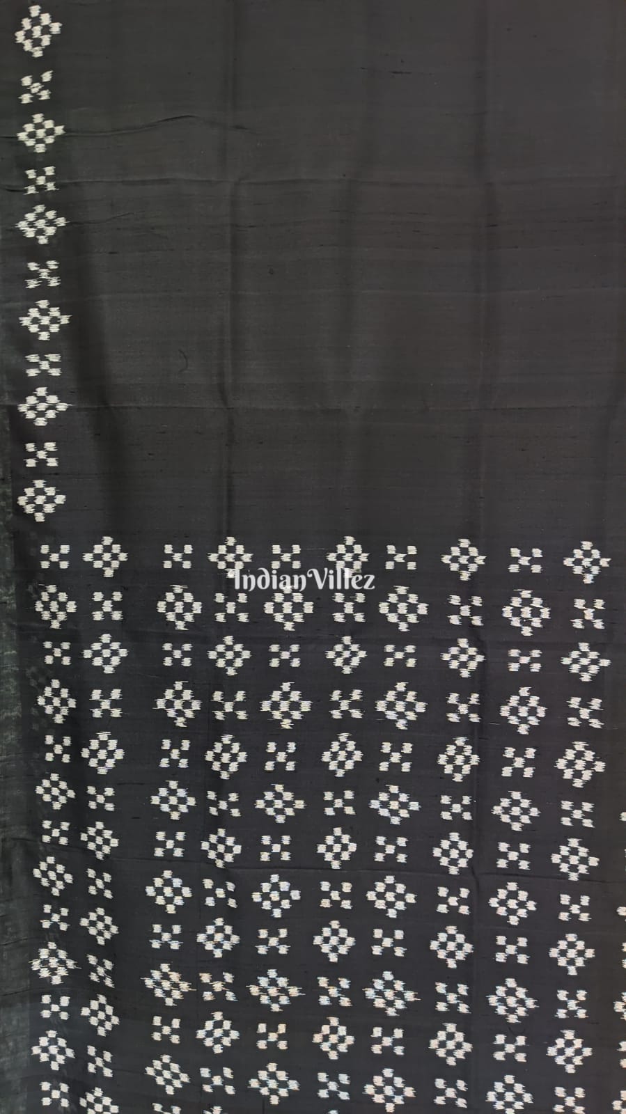 Black Odisha Ikat Pasapali Contemporary Silk Saree