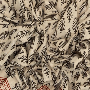 Taupe Woven Jaipur Cotton Saree Printed With Black Flower Motifs