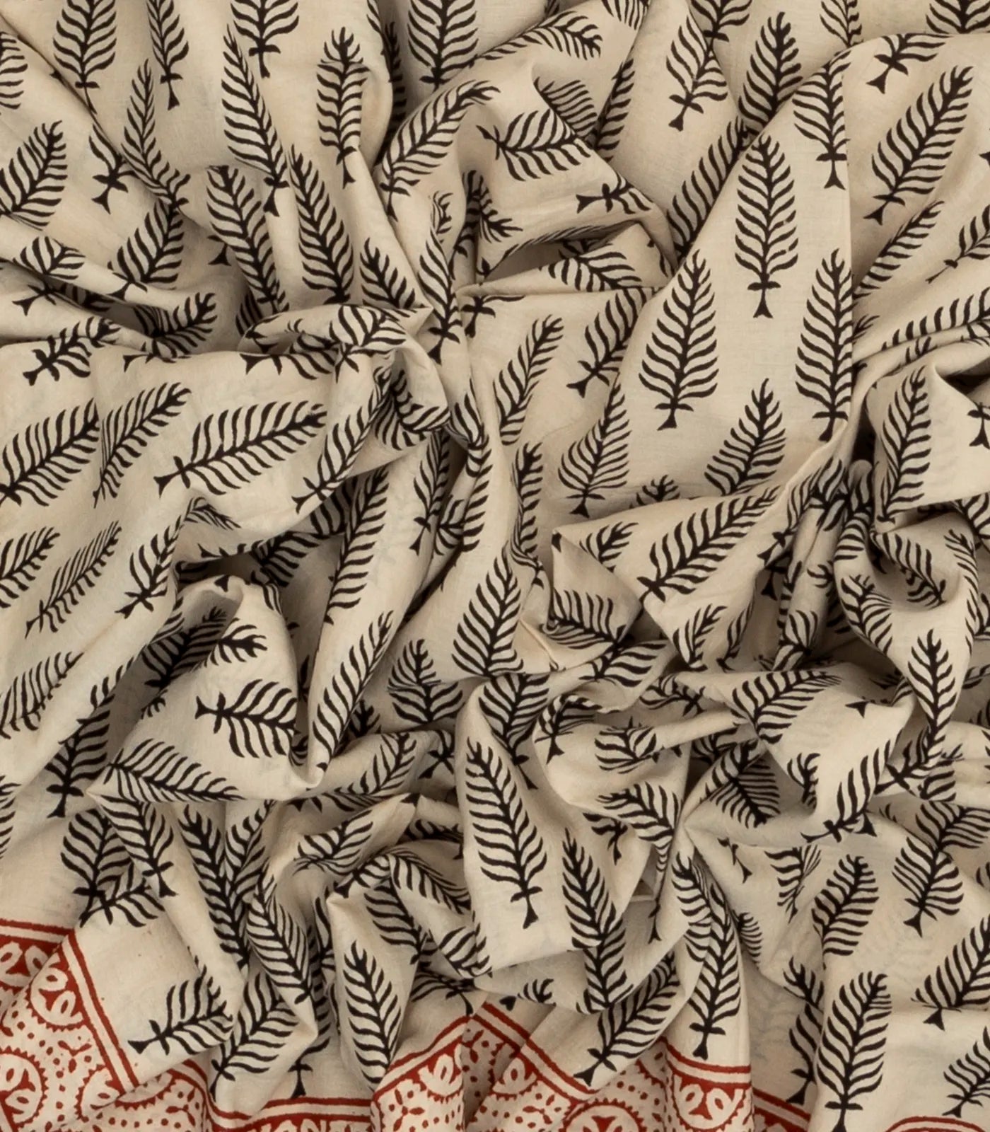 Taupe Woven Jaipur Cotton Saree Printed With Black Flower Motifs