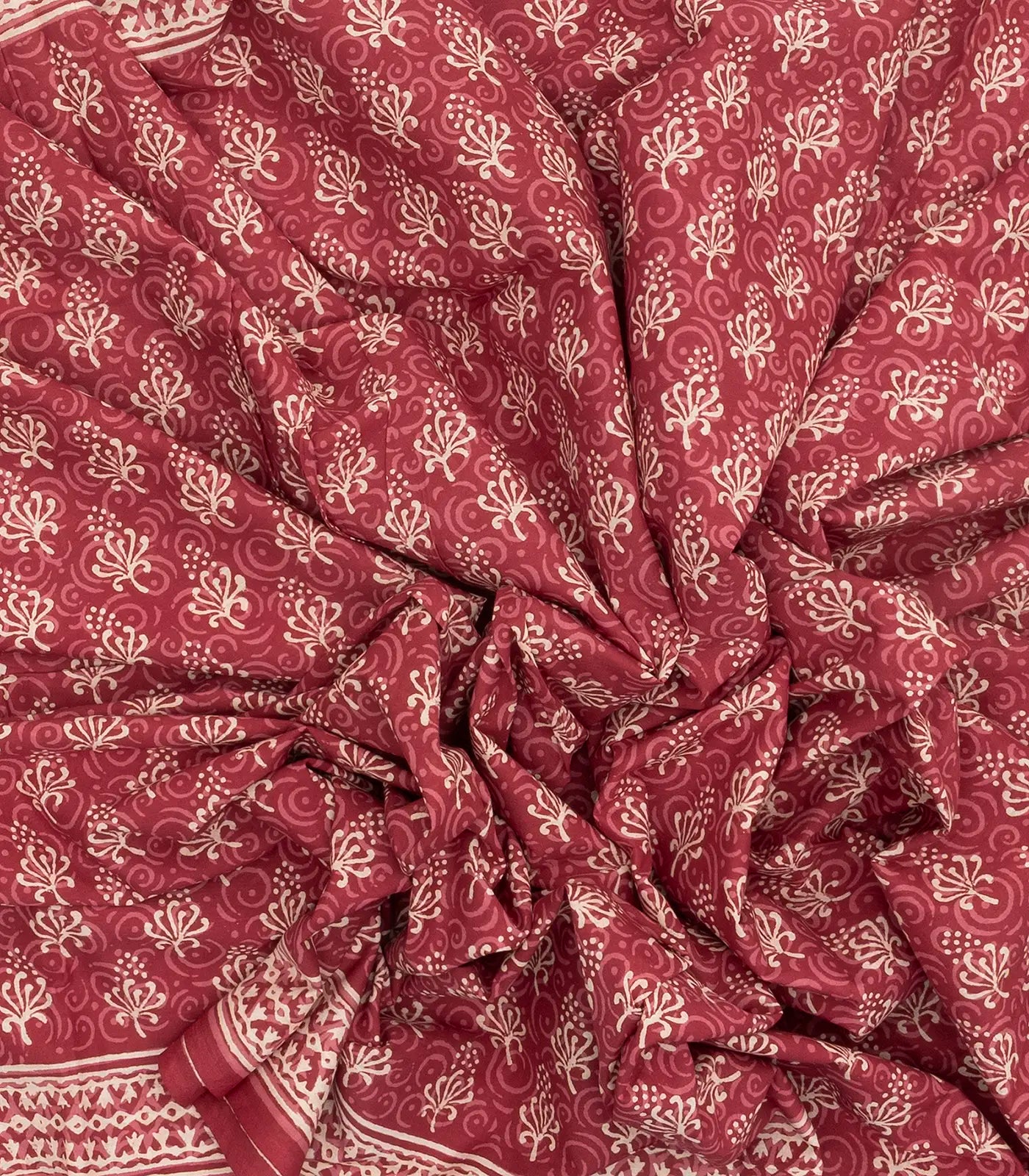 Brown Woven Jaipur Cotton Saree Printed With Floral  Motifs