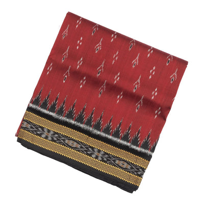 Crimson Handloom Orissa Silk Saree With Tie & Dye Floral Motifs