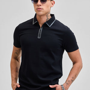 Black Zipper Polo T-Shirt