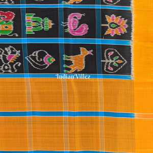 Black Yellow Nabakothi Contemporary Silk Saree