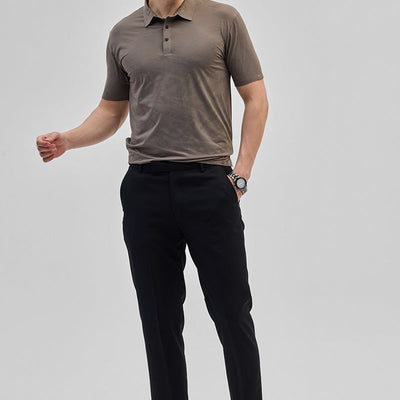 Grey Textured Stitchless Polo T-Shirt