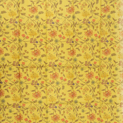 Mustard Handloom Tussar Silk Saree Printed With Diagonal Stripes