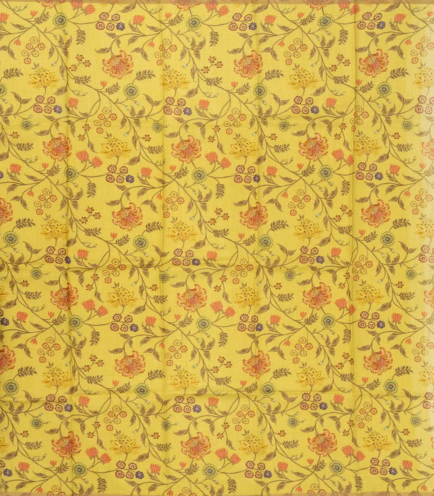 Mustard Handloom Tussar Silk Saree Printed With Diagonal Stripes