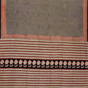 Black Woven Jaipur Cotton Saree Printed With Polka Dots
