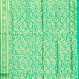 Aquamarine woven Plain Banarasi Silk Saree With Floral Motifs In Border