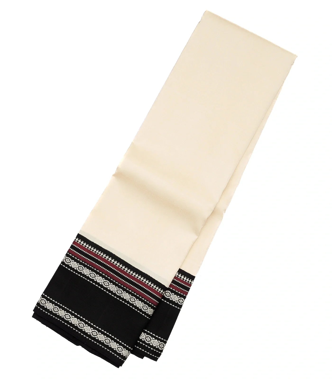 White Handloom Kanchipuram Korvai Silk Saree With Black Border