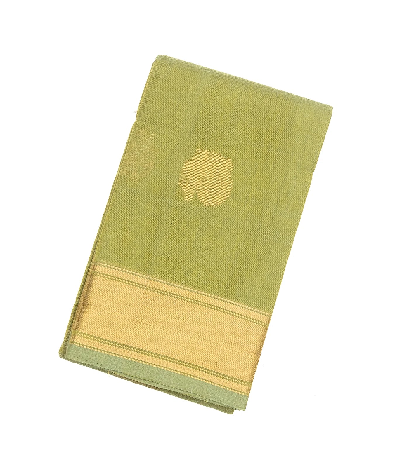 Cardamom Green Handloom Kanchi Cotton Saree With Annam Buttas