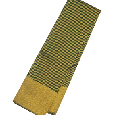Dark Green Handloom Kanchipuram Silk Saree With Zari Stripes