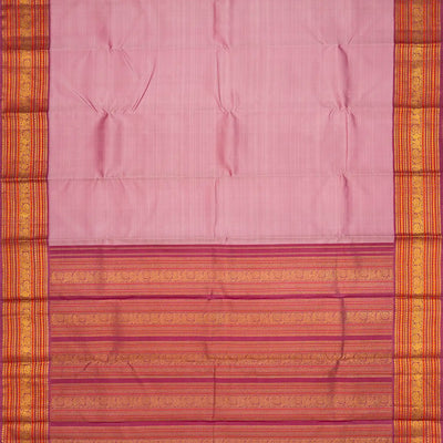 Lavender Handloom Kanchipuram Korvai Silk Saree With Contrast Border
