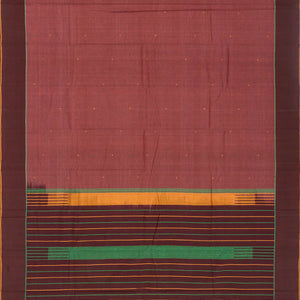 Dusty Pink Handloom Kanchi Cotton Saree With Coin Buttas