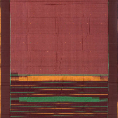 Dusty Pink Handloom Kanchi Cotton Saree With Coin Buttas