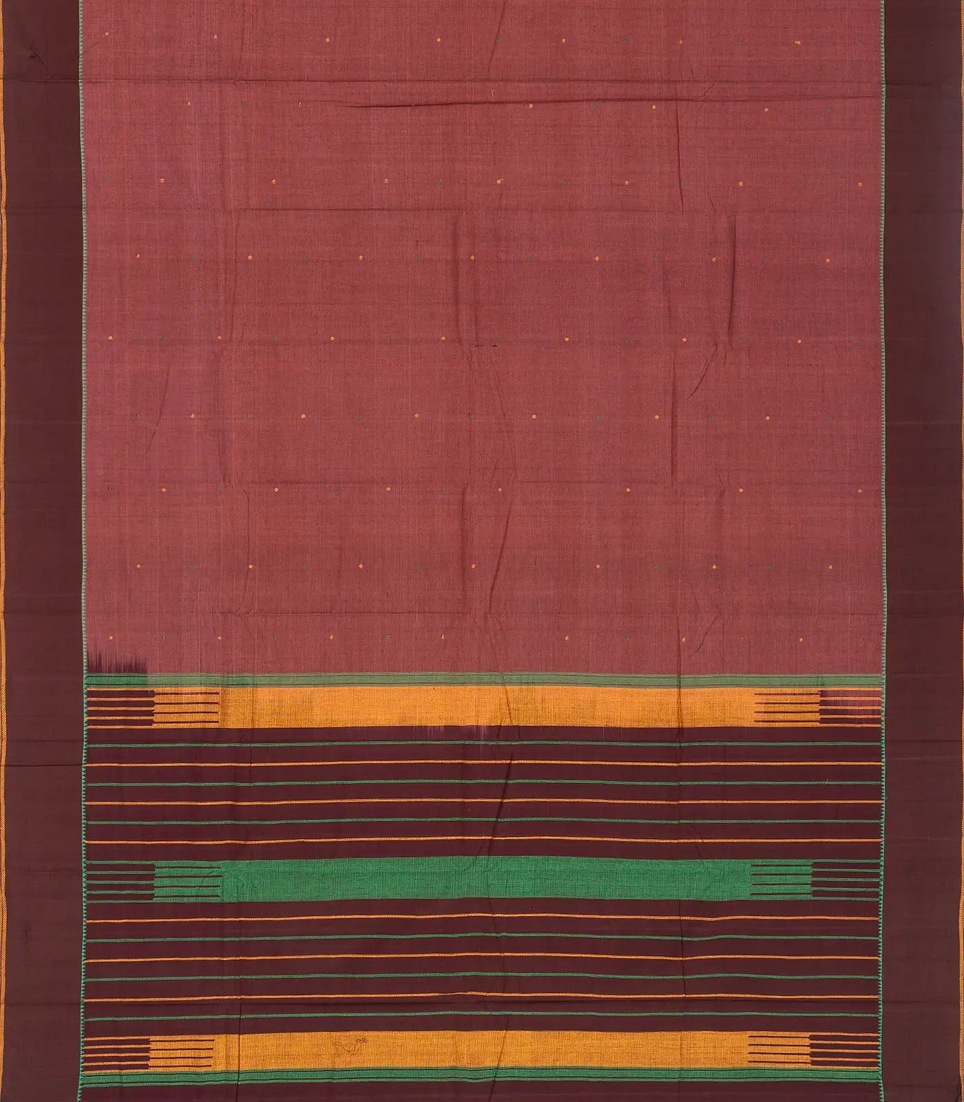 Dusty Pink Handloom Kanchi Cotton Saree With Coin Buttas