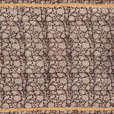 Off White Woven Kalamkari Printed Cotton Saree