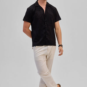 Black Textured Box Fit Shirt