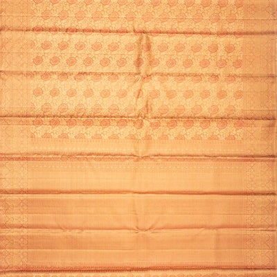Peach Handloom Kanchipuram Tissue Silk Saree With Meena Floral Motifs
