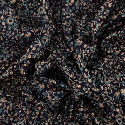 Indigo Woven Chanderi Cotton Saree With Red Border