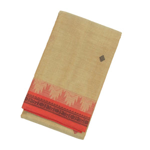 Taupe Handloom Kanchi Cotton Saree With Diamond Buttas