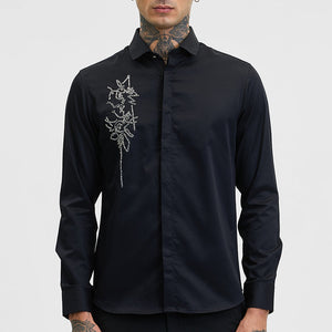 Black Embellished Slim Fit Shirt