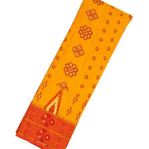 Orange Bengal Cotton Saree With Floral Motifs