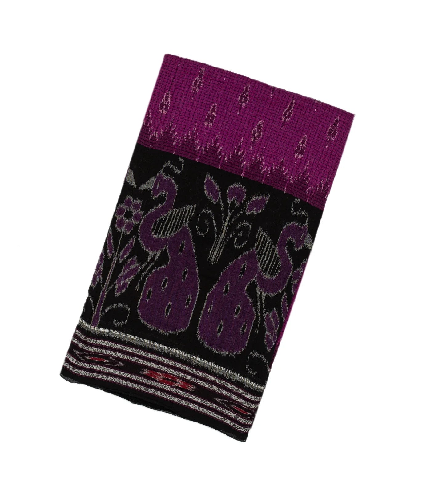 Magenta Handloom Orissa Cotton Saree With Black Border