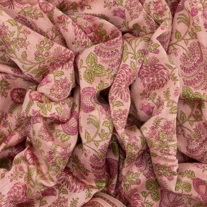 Baby Pink Handloom Chanderi Cotton Saree With Printed Floral Motif