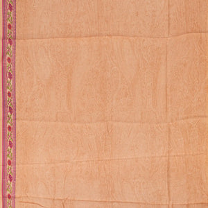 Light Peach Handloom Chanderi Cotton Saree With Printed Floral Motifs