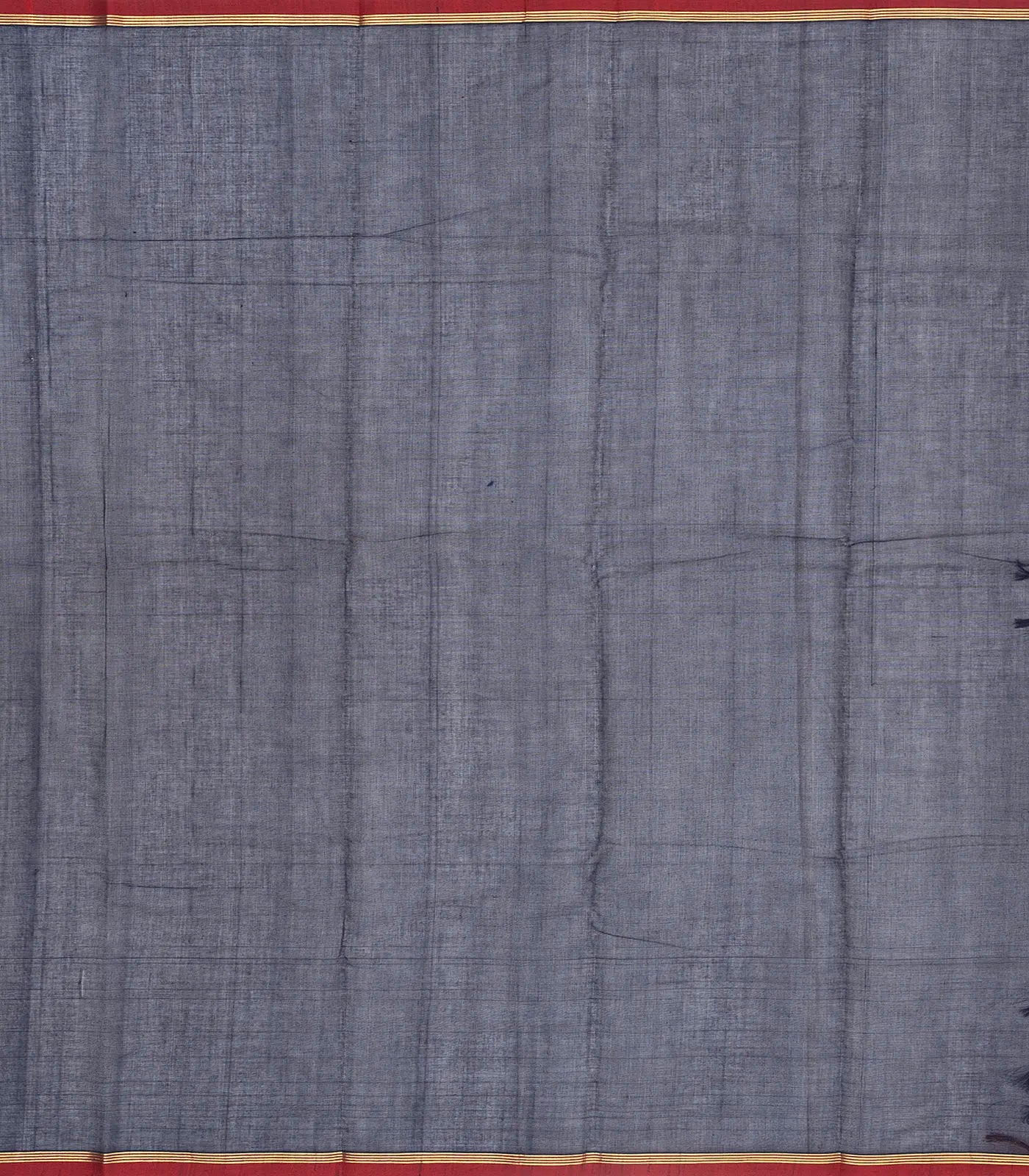 Navy Blue Handloom Kanchi Cotton Saree With Zari Checks