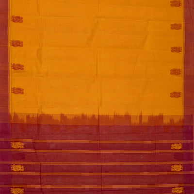 Turmeric Yellow Handloom Rasipuram Cotton Saree With Annam Motifs