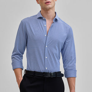 Dark Blue Stripes Stretch Shirt