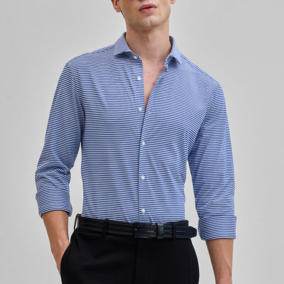 Dark Blue Stripes Stretch Shirt