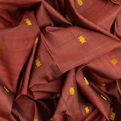 Chestnut Pink Handloom Kanchipuram Silk Saree With Diamond Buttas