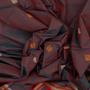 Lilac Handloom Kanchi Cotton Saree With Annam Buttas