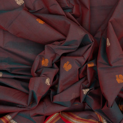 Lilac Handloom Kanchi Cotton Saree With Annam Buttas