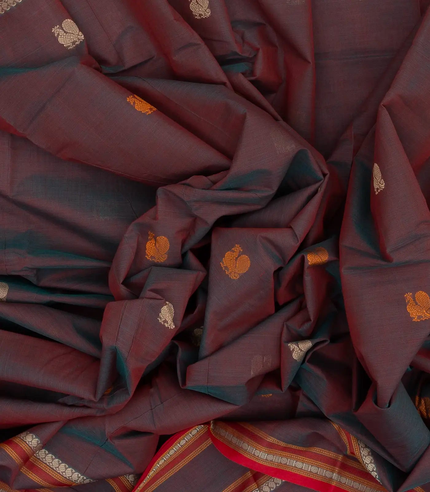 Lilac Handloom Kanchi Cotton Saree With Annam Buttas