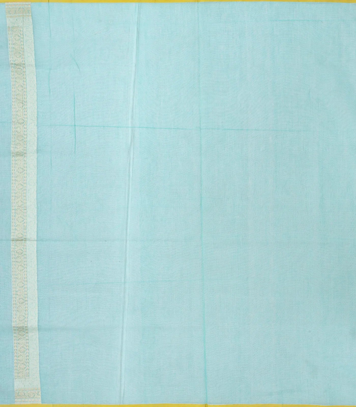 Turquoise Handwoven Banarasi Silk Cotton Saree With Floral Motifs