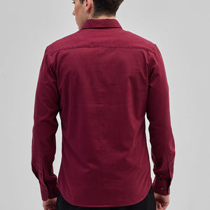 Maroon Solid Double Pocket Overshirt