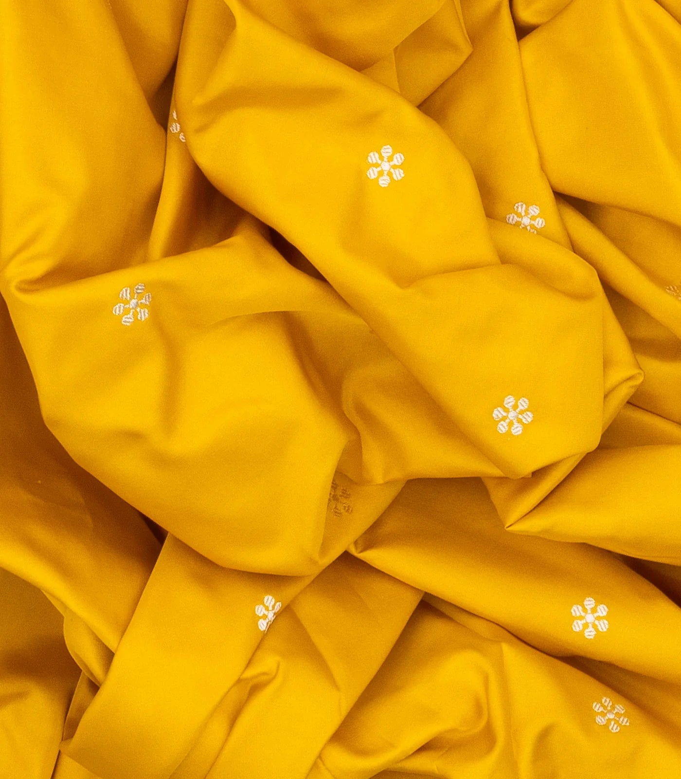 Mustard Handwoven Banarasi Silk Saree With Floral Motifs & Corner Buttas