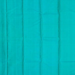 Turquoise Handloom Kanchipuram Silk Saree With Floral Motifs & Rudraksham Buttas