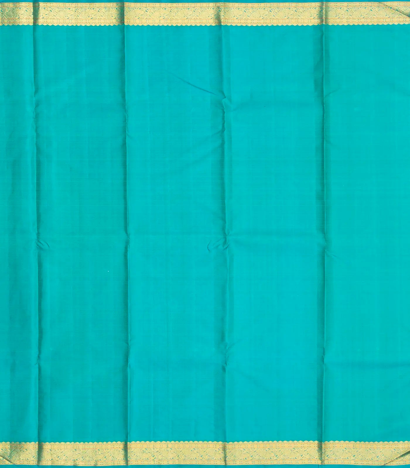 Turquoise Handloom Kanchipuram Silk Saree With Floral Motifs & Rudraksham Buttas