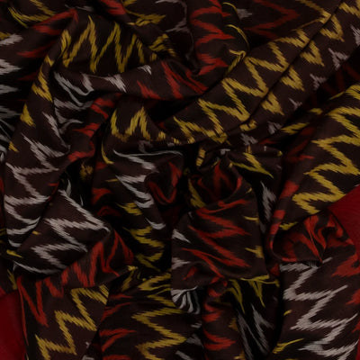 Black Handloom Orissa Cotton Saree With Chevron Stripes