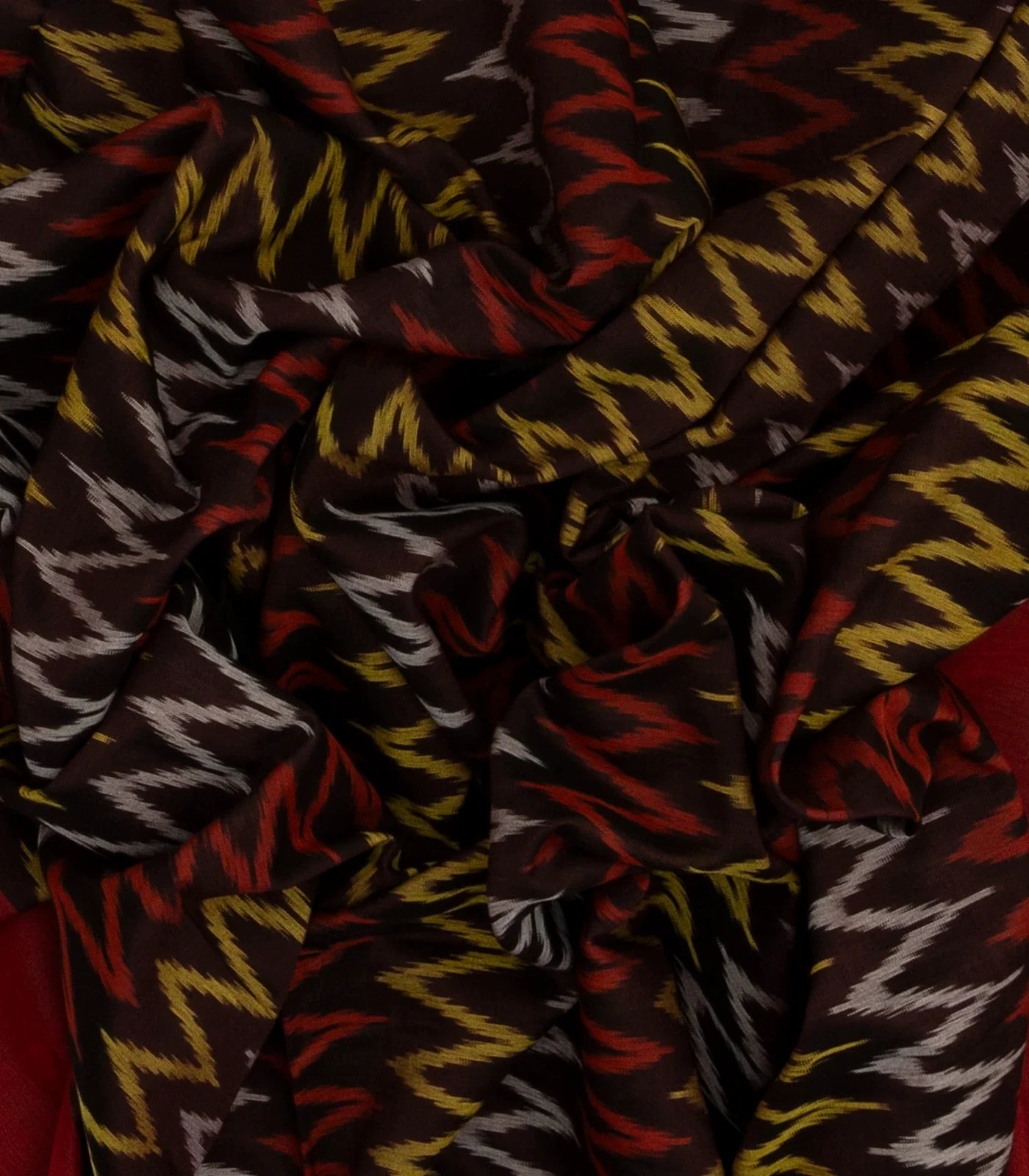 Black Handloom Orissa Cotton Saree With Chevron Stripes