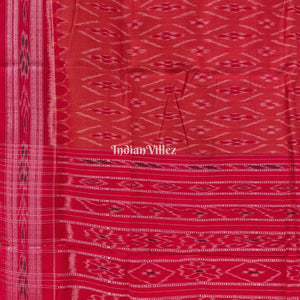 Orange Red Mayur Chandrika Maniabandha Cotton Saree