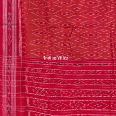 Orange Red Mayur Chandrika Maniabandha Cotton Saree