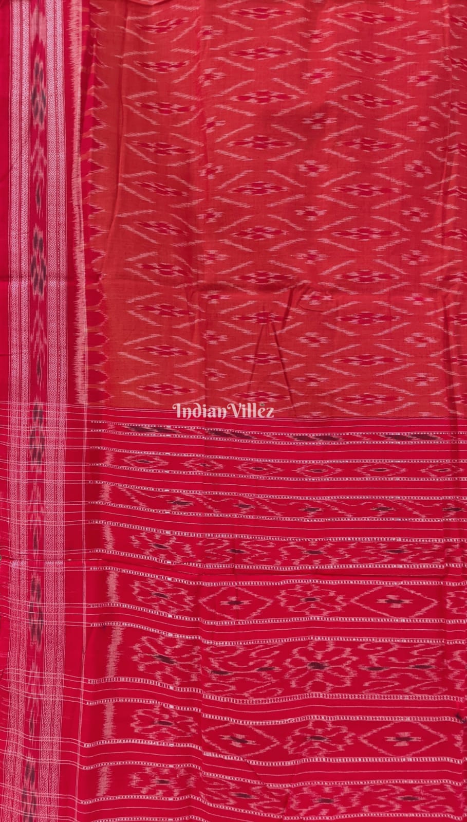 Orange Red Mayur Chandrika Maniabandha Cotton Saree