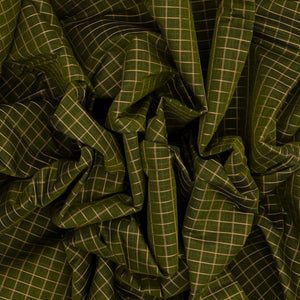 Dark Green Handloom Kanchi Cotton Saree With Checks