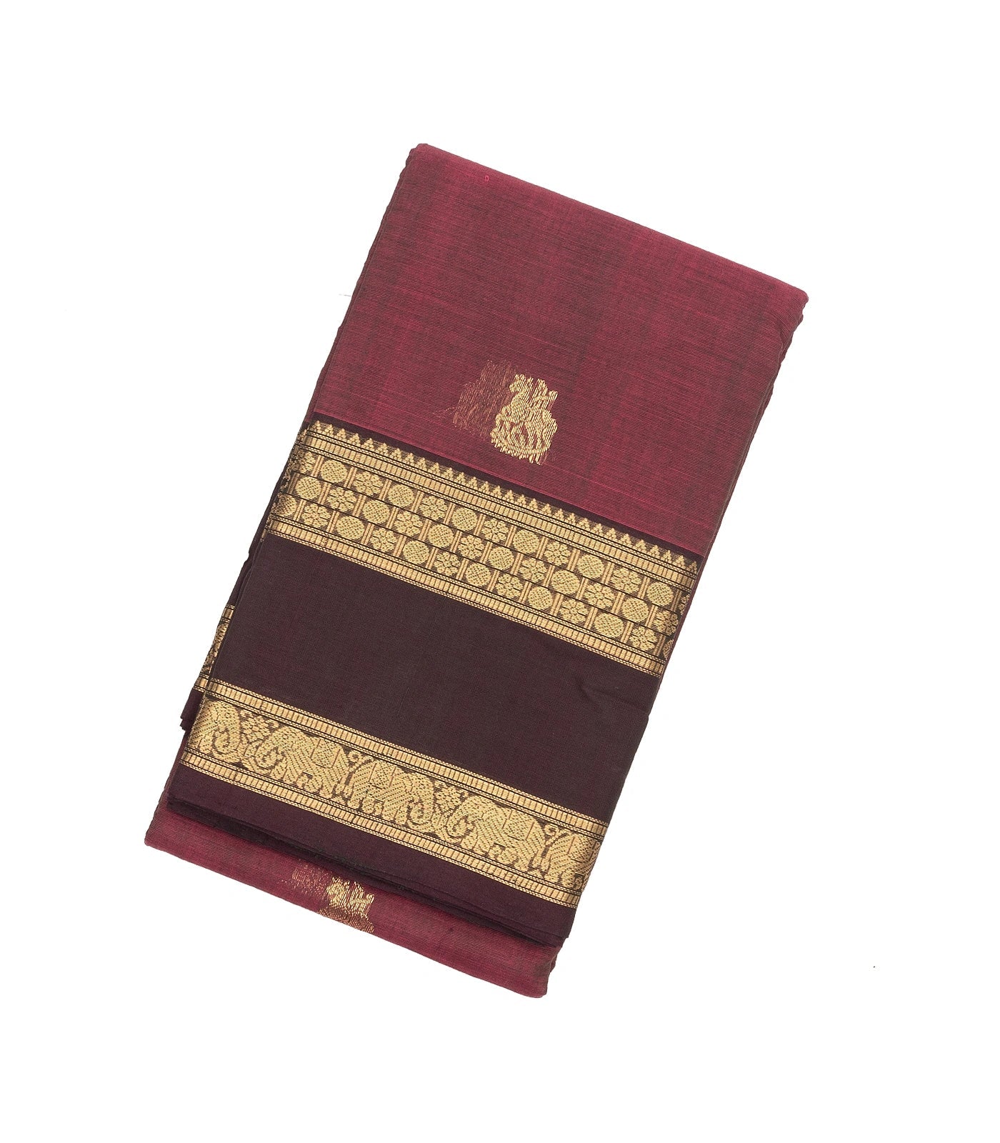 Dusty Pink Handloom Kanchi Cotton Saree With Horse Buttas